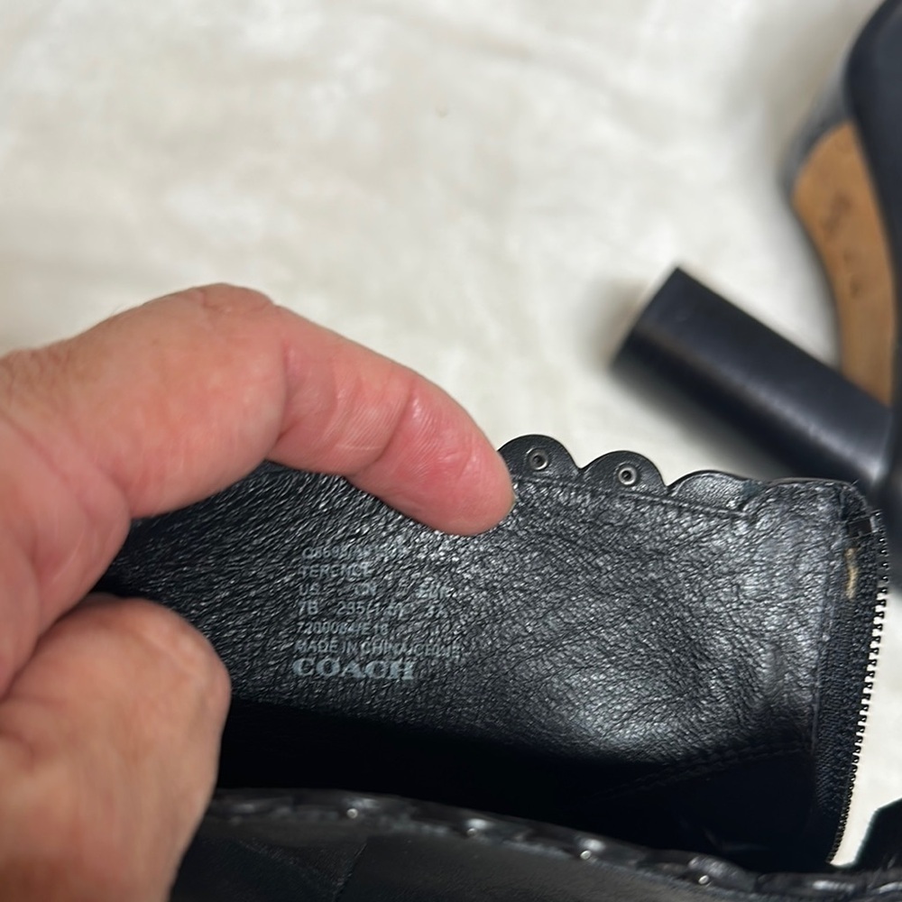 Coach Black Ankle Booties with Scalloped Trim - Picture 4 of 14